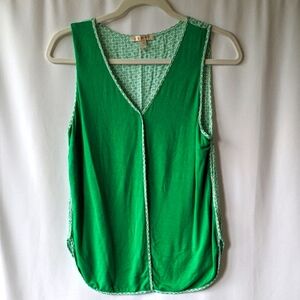 Anthropology Skies Are Blue Green Cut Out Tank Top